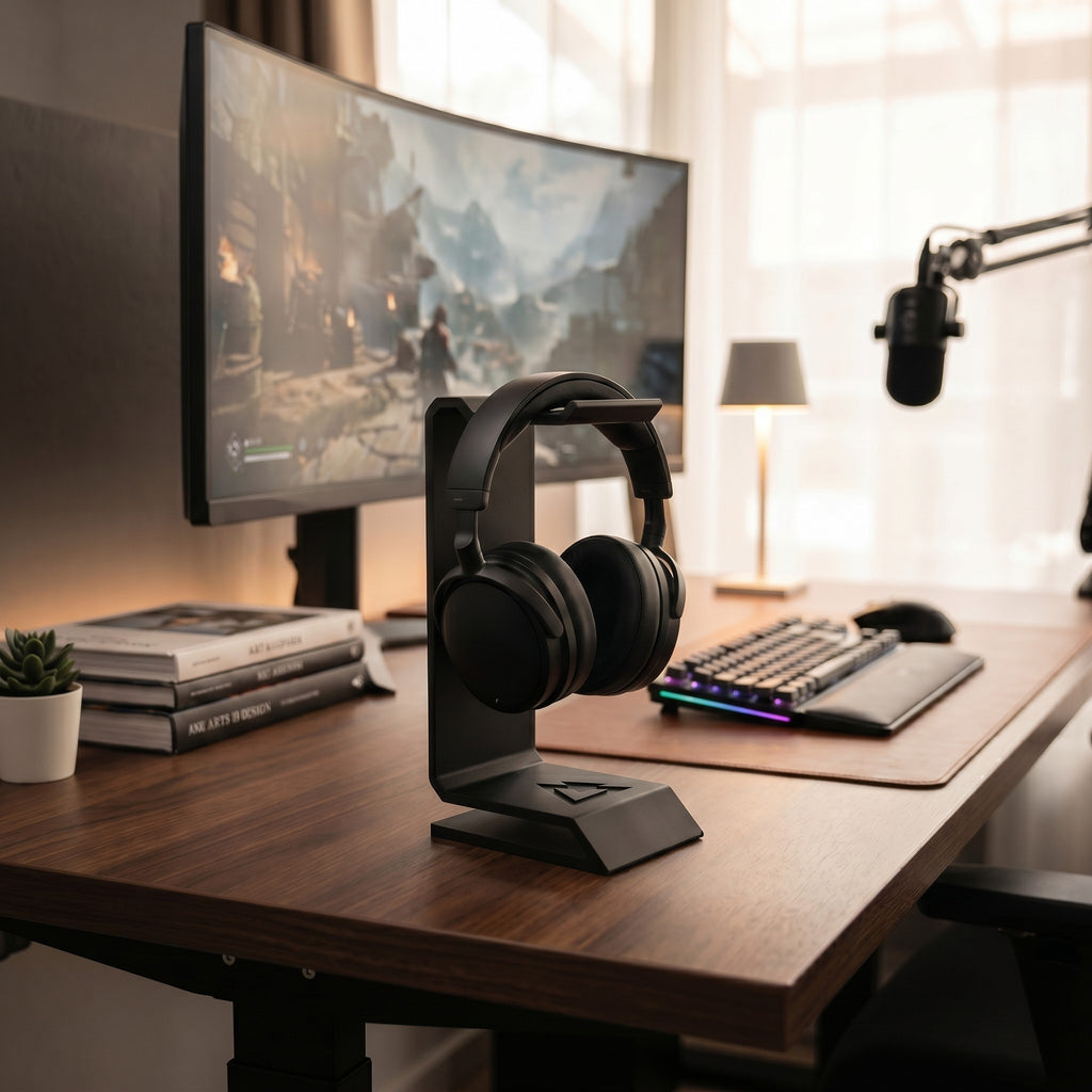 Stealth Headphone Stand – Modern Gaming Headset Desktop Holder