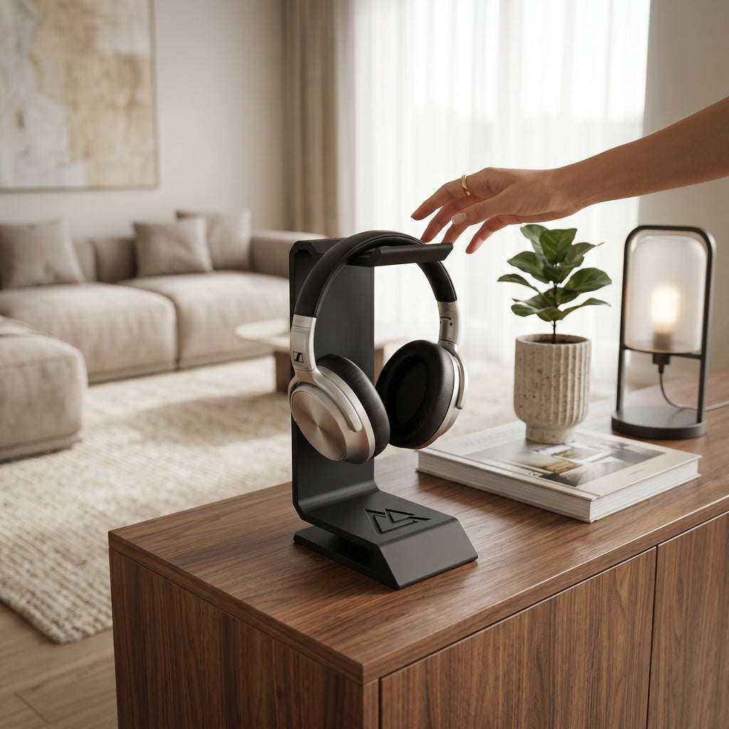 Stealth Headphone Stand – Modern Gaming Headset Desktop Holder
