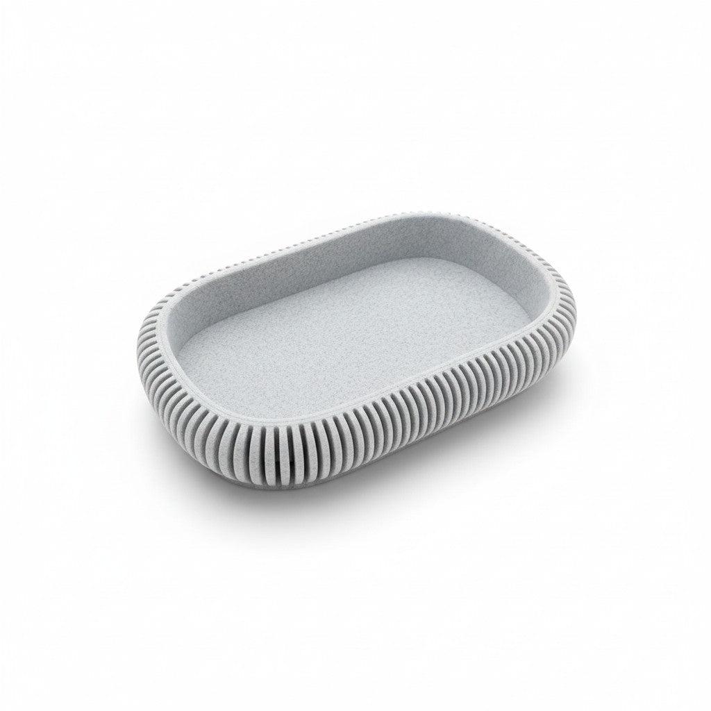 Japandi Ribbed Catchall Tray – Minimalist Key & Jewelry Organizer