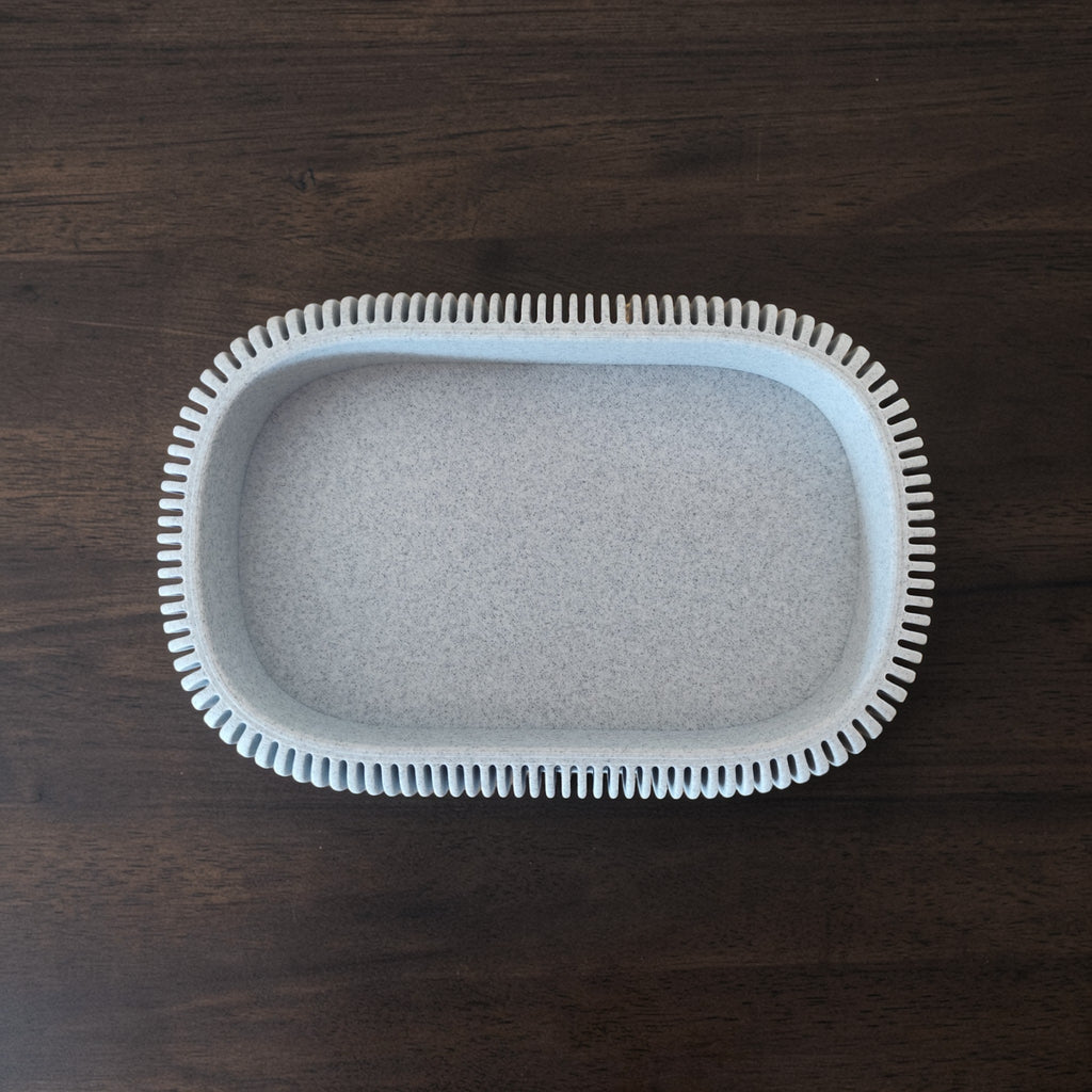 Japandi Ribbed Catchall Tray – Minimalist Key & Jewelry Organizer