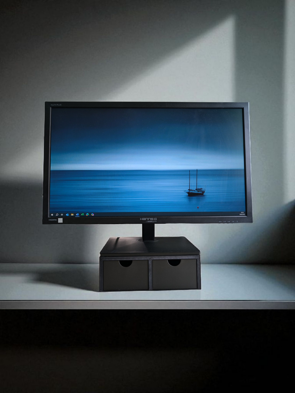 Monitor Riser with 2 Drawers – Desktop Organizer & Storage Stand