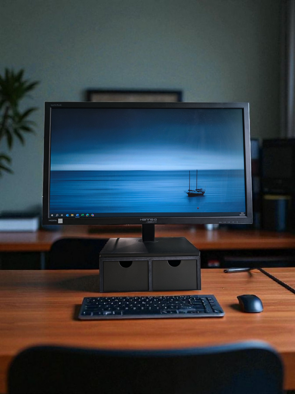 Monitor Riser with 2 Drawers – Desktop Organizer & Storage Stand