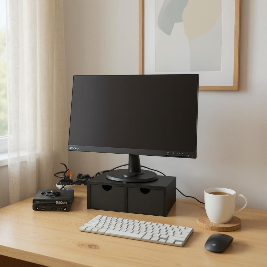 Monitor Riser with 2 Drawers – Desktop Organizer & Storage Stand