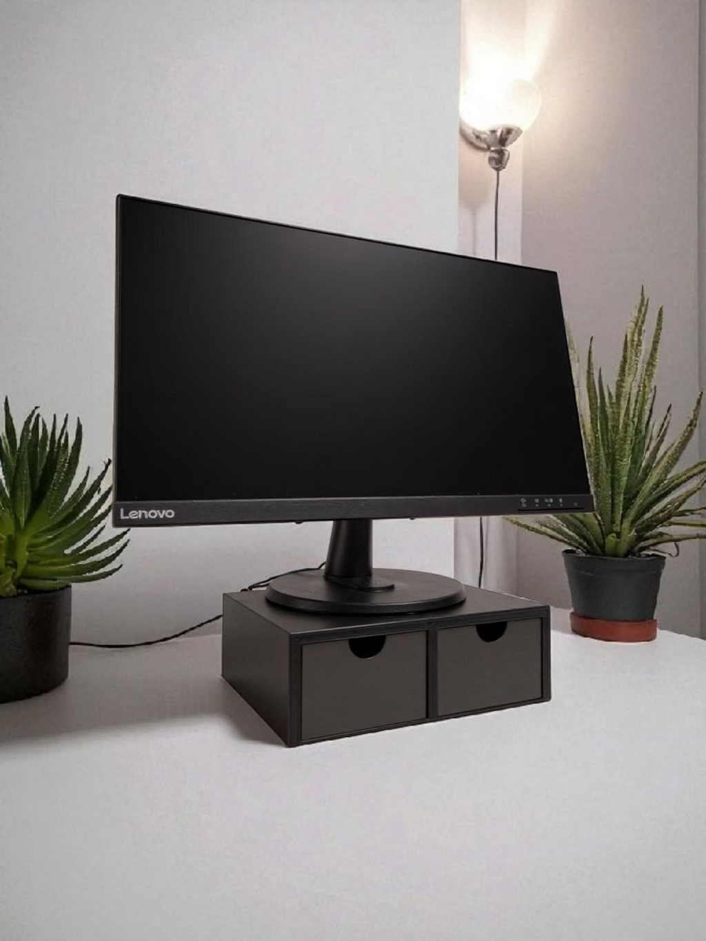 Monitor Riser with 2 Drawers – Desktop Organizer & Storage Stand
