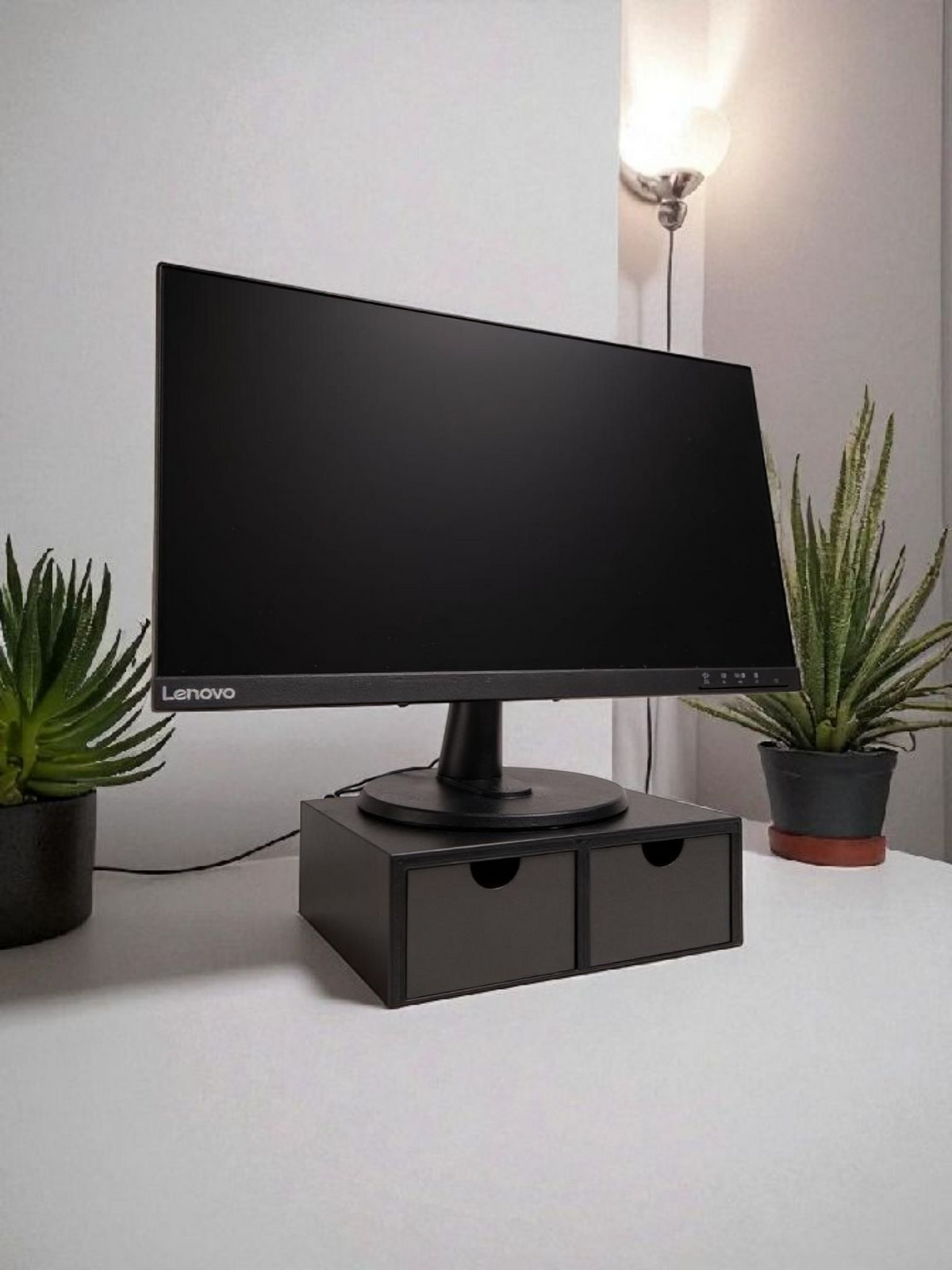 Monitor Riser with 2 Drawers – Desktop Organizer & Storage Stand