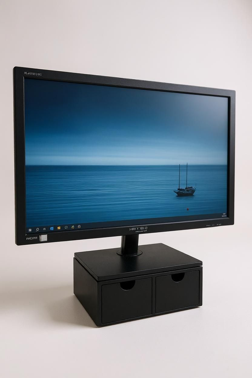 Monitor Riser with 2 Drawers – Desktop Organizer & Storage Stand
