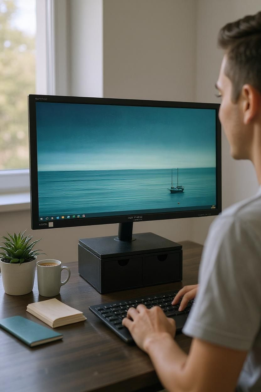 Monitor Riser with 2 Drawers – Desktop Organizer & Storage Stand