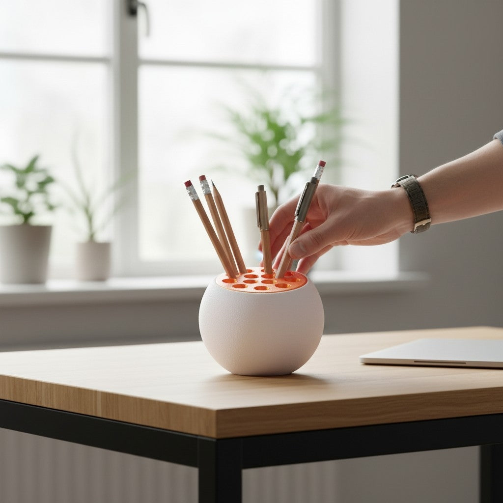 Modern Round Pencil Holder – 13-Slot Desk Organizer