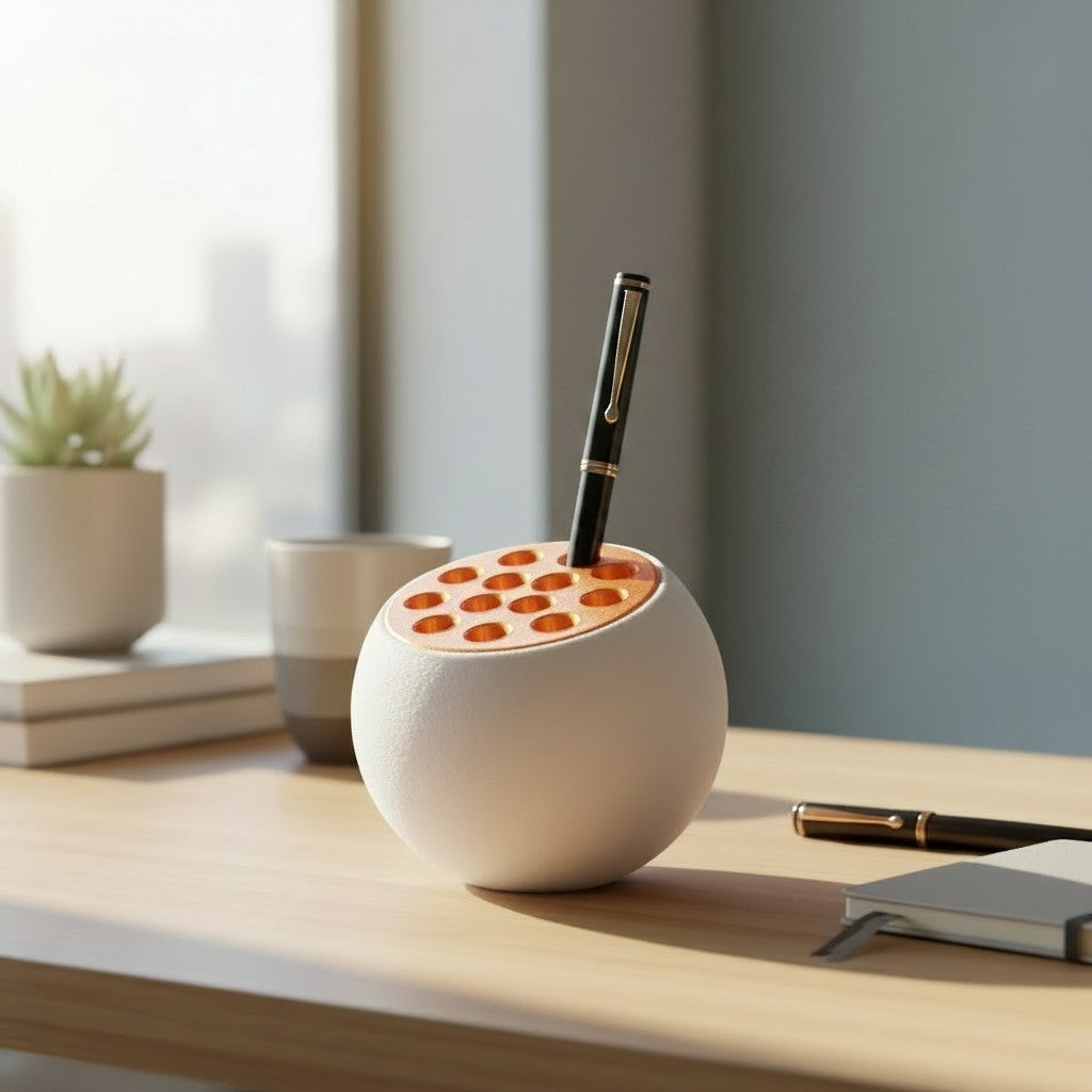 Modern Round Pencil Holder – 13-Slot Desk Organizer