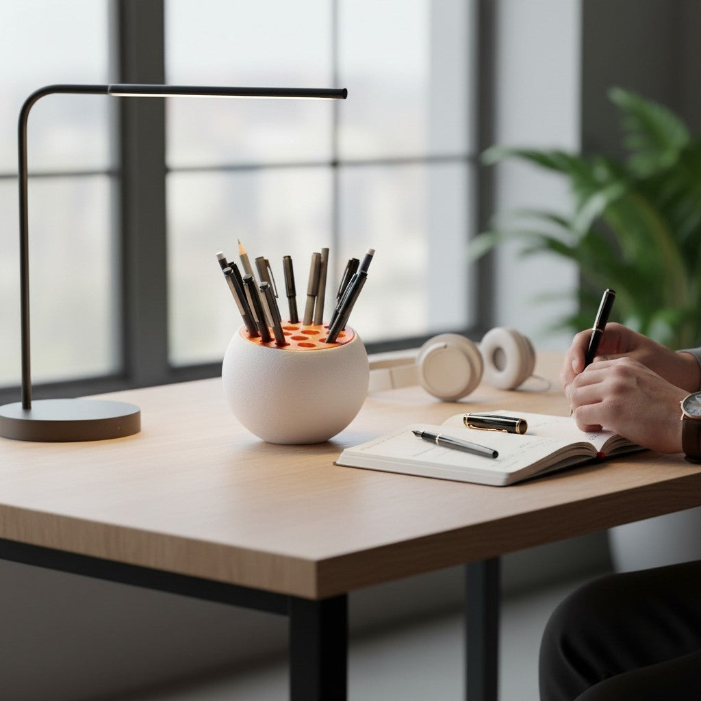 Modern Round Pencil Holder – 13-Slot Desk Organizer