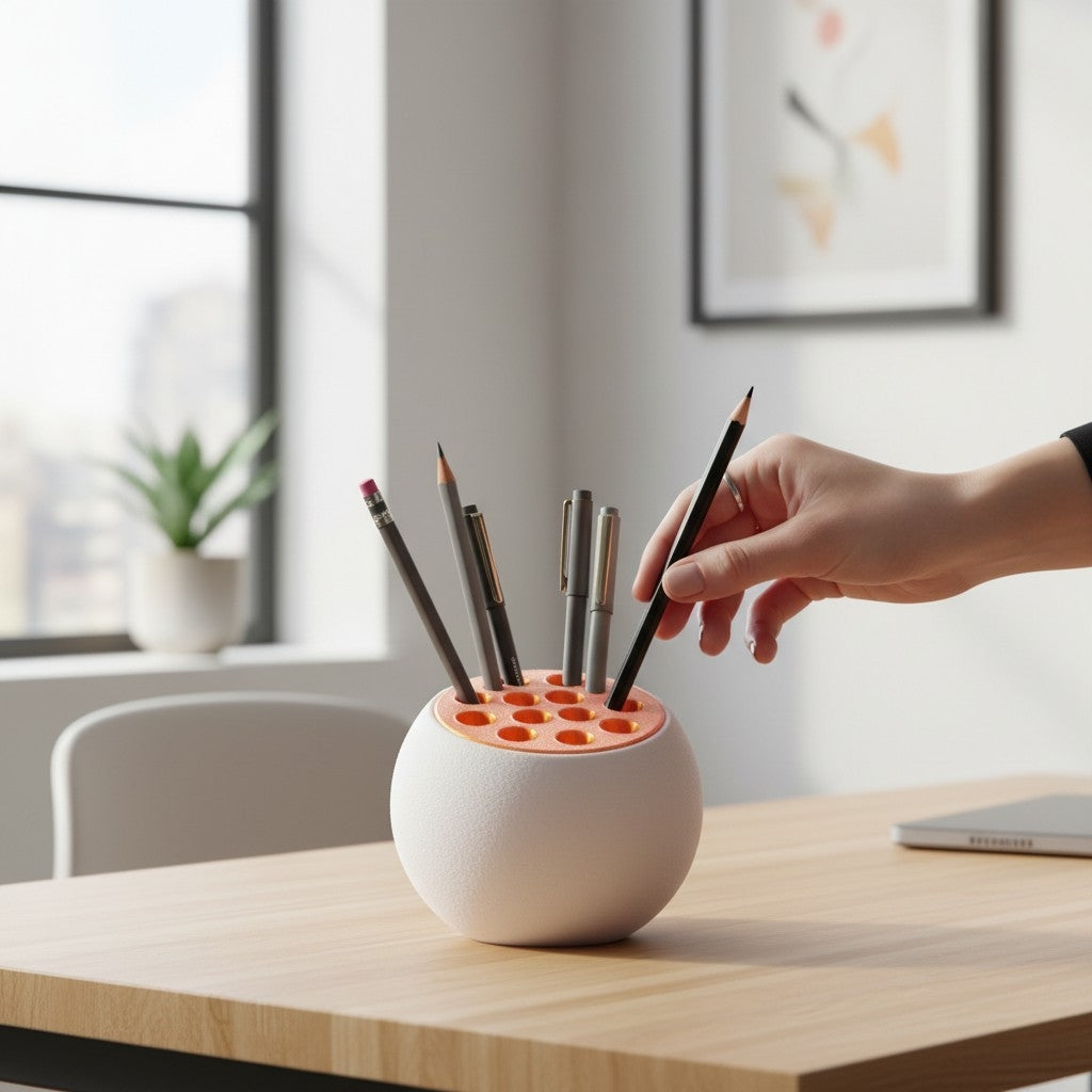 Modern Round Pencil Holder – 13-Slot Desk Organizer