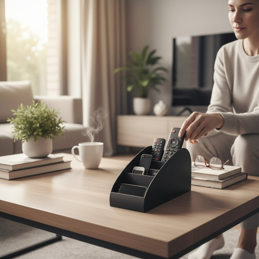 5-Slot Remote Control Holder – Modern Desktop & Coffee Table Organizer