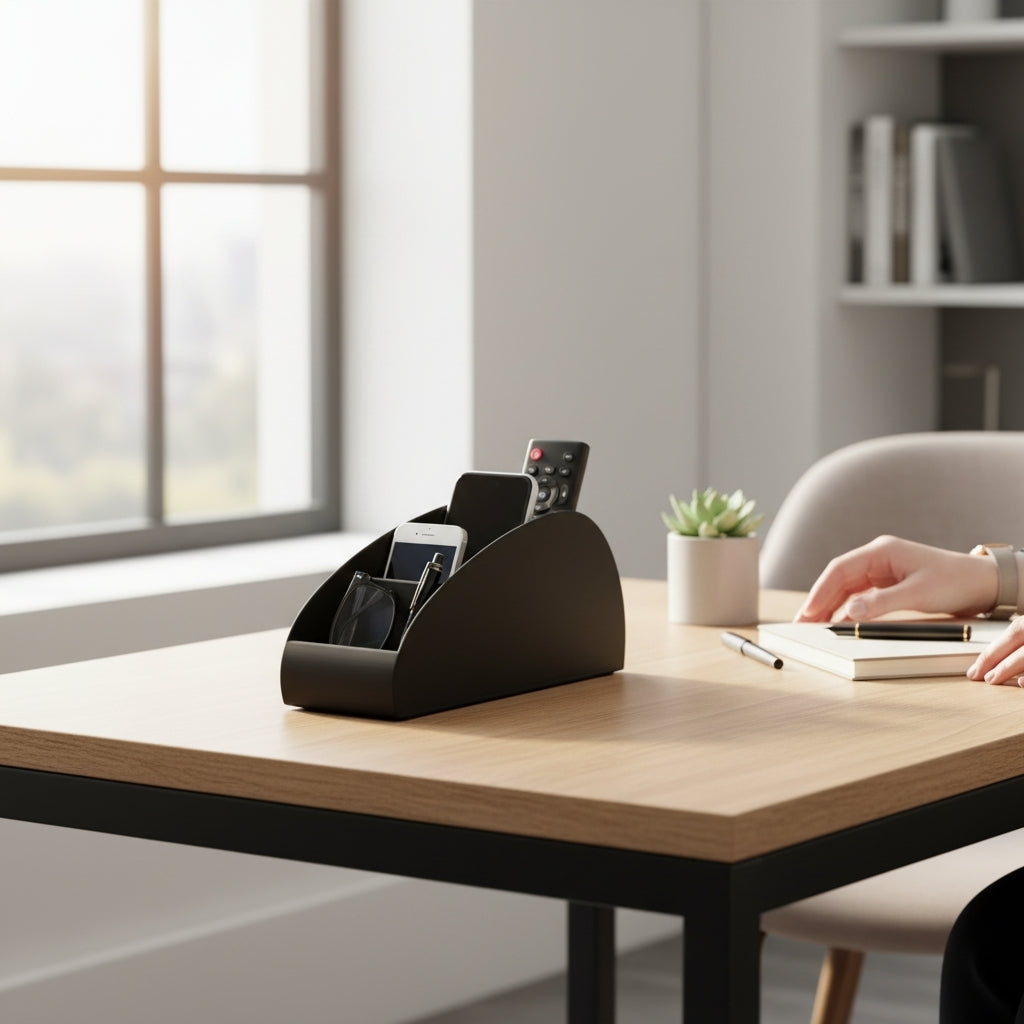 5-Slot Remote Control Holder – Modern Desktop & Coffee Table Organizer