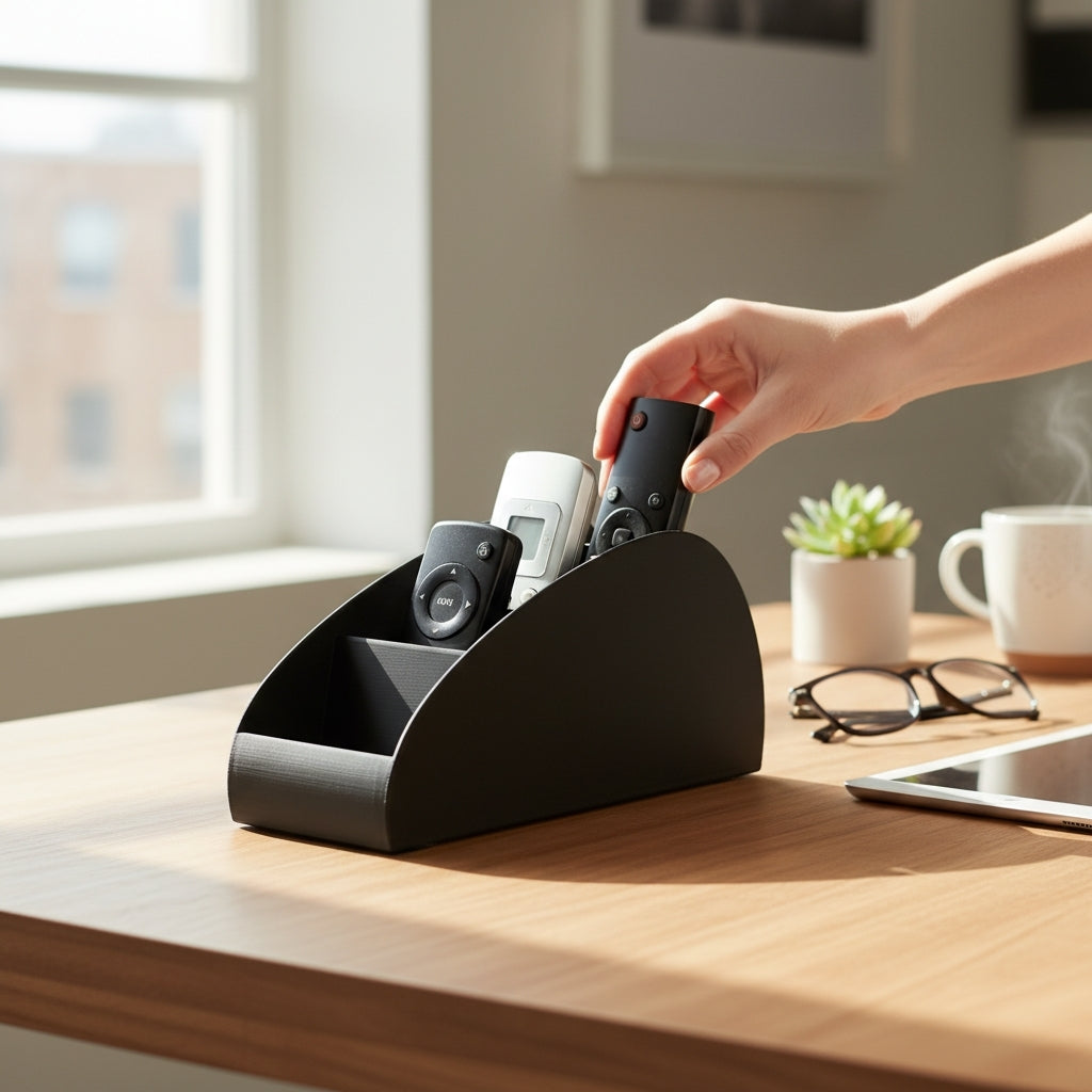 5-Slot Remote Control Holder – Modern Desktop & Coffee Table Organizer