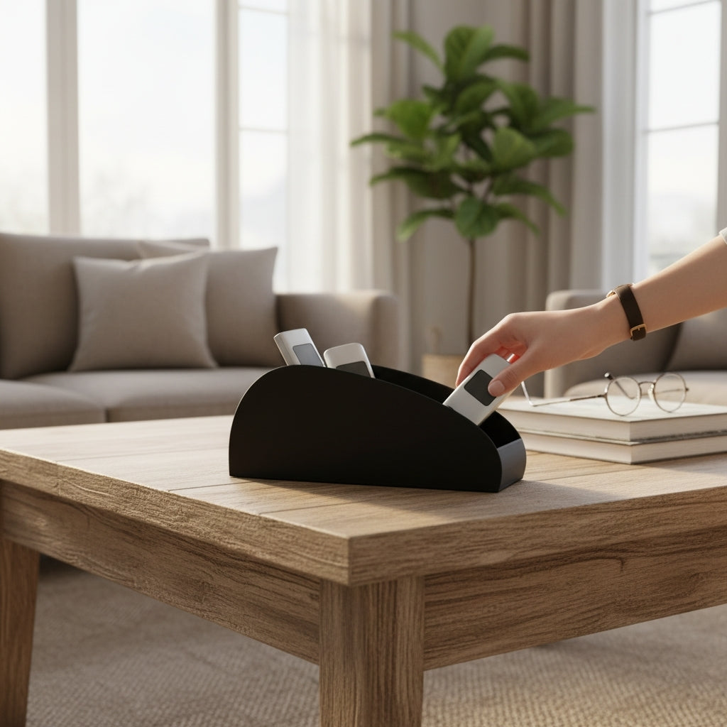 5-Slot Remote Control Holder – Modern Desktop & Coffee Table Organizer