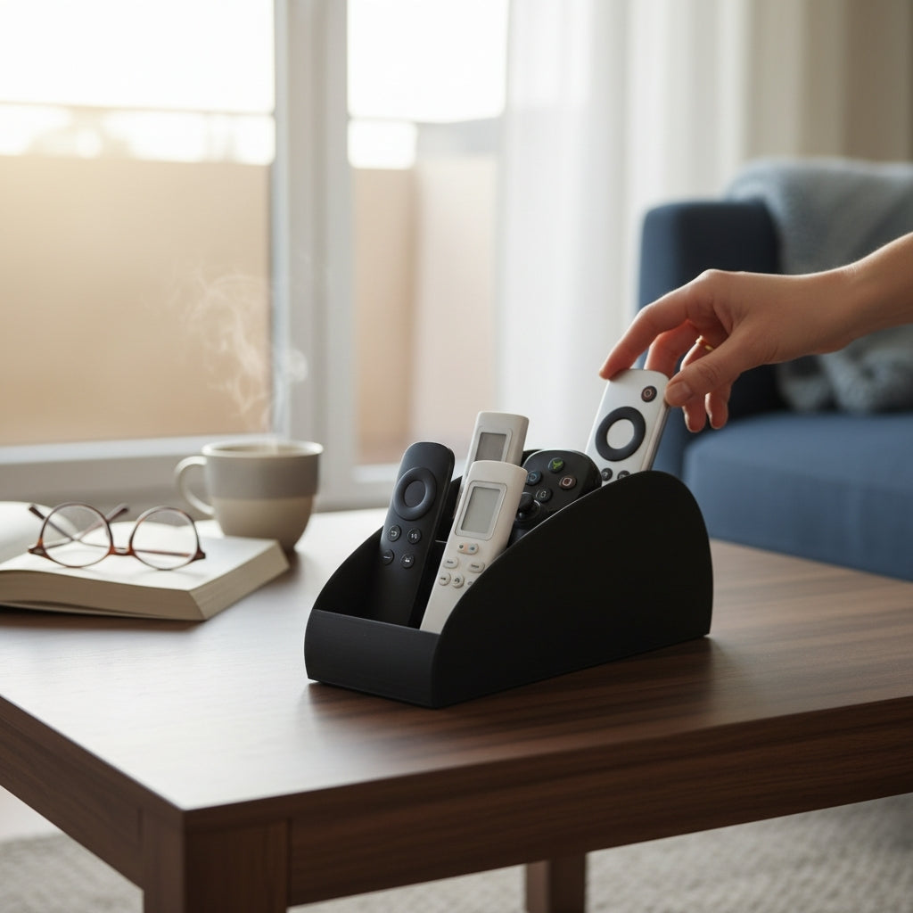 5-Slot Remote Control Holder – Modern Desktop & Coffee Table Organizer