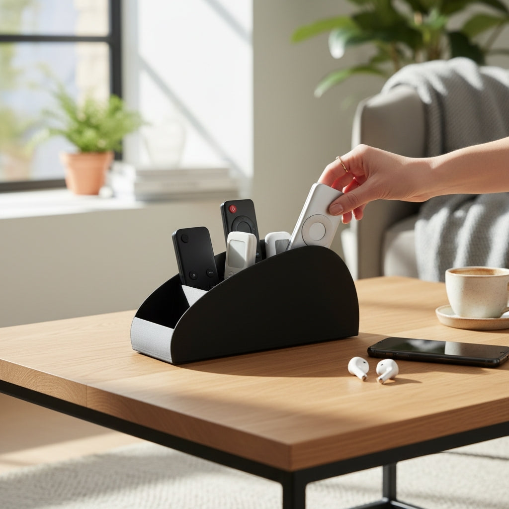 5-Slot Remote Control Holder – Modern Desktop & Coffee Table Organizer