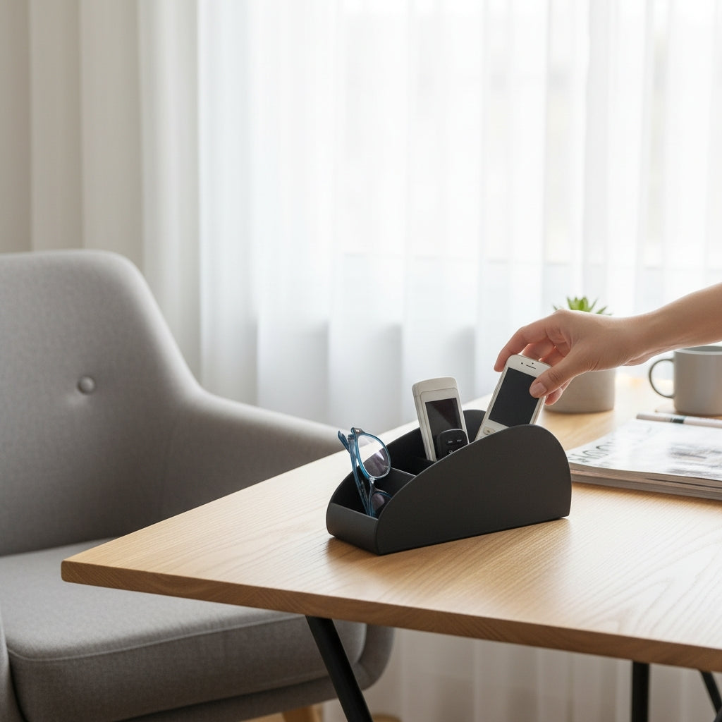 5-Slot Remote Control Holder – Modern Desktop & Coffee Table Organizer