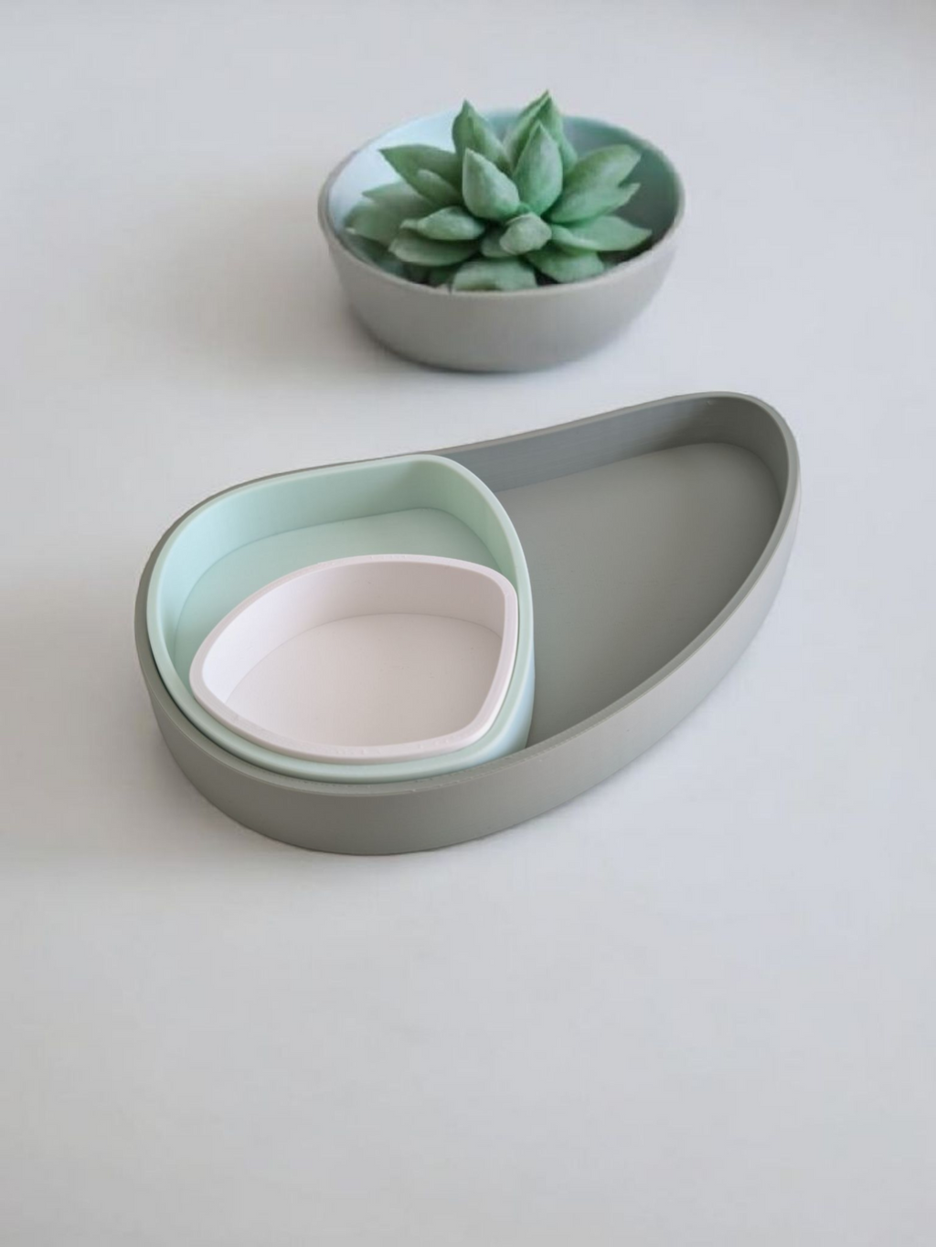 TrioCurve 3-Piece Nesting Tray Set – Modular Catchall Organizers
